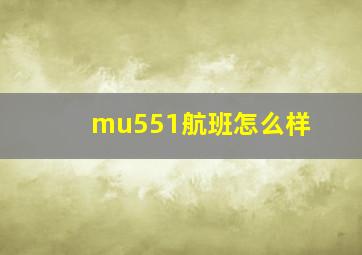 mu551航班怎么样