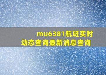 mu6381航班实时动态查询最新消息查询