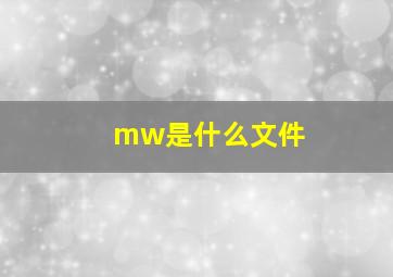 mw是什么文件