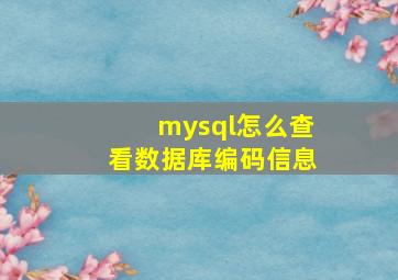 mysql怎么查看数据库编码信息