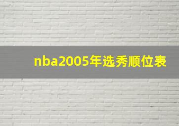 nba2005年选秀顺位表