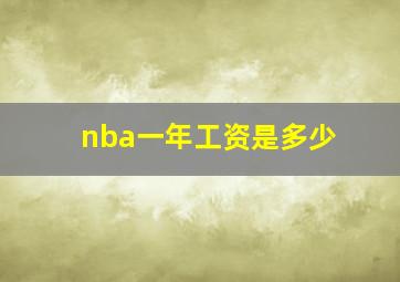 nba一年工资是多少