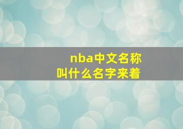 nba中文名称叫什么名字来着