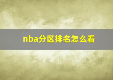 nba分区排名怎么看