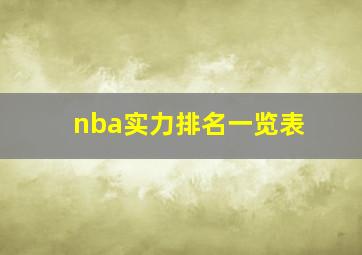 nba实力排名一览表