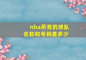 nba所有的球队名称和号码是多少