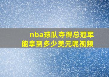 nba球队夺得总冠军能拿到多少美元呢视频