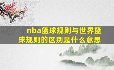 nba篮球规则与世界篮球规则的区别是什么意思