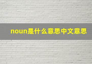 noun是什么意思中文意思