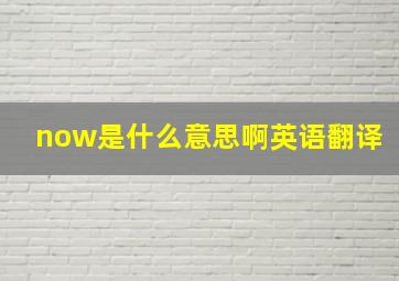 now是什么意思啊英语翻译