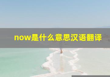 now是什么意思汉语翻译