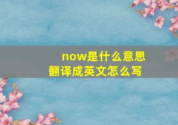 now是什么意思翻译成英文怎么写