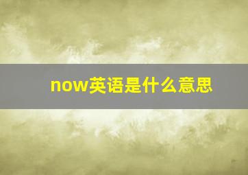 now英语是什么意思