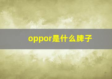 oppor是什么牌子