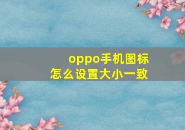 oppo手机图标怎么设置大小一致