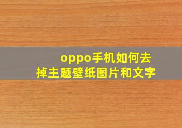 oppo手机如何去掉主题壁纸图片和文字