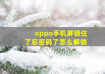 oppo手机屏锁住了忘密码了怎么解锁