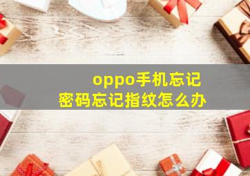 oppo手机忘记密码忘记指纹怎么办