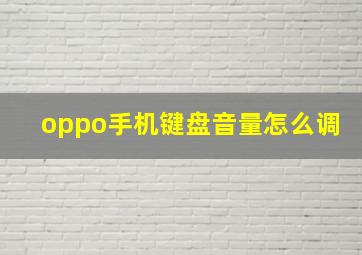 oppo手机键盘音量怎么调