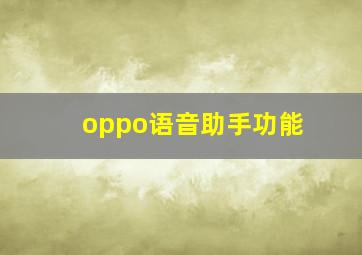 oppo语音助手功能