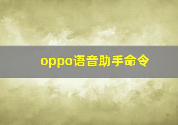 oppo语音助手命令