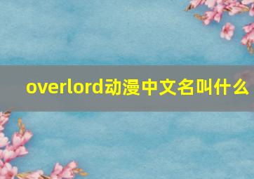 overlord动漫中文名叫什么