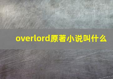 overlord原著小说叫什么