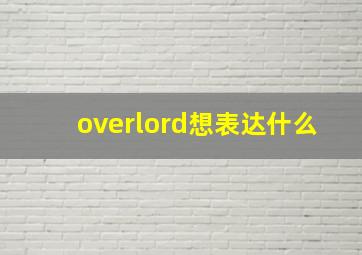 overlord想表达什么