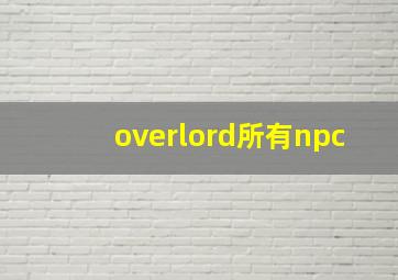 overlord所有npc