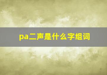 pa二声是什么字组词