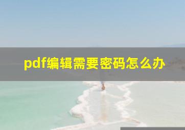 pdf编辑需要密码怎么办