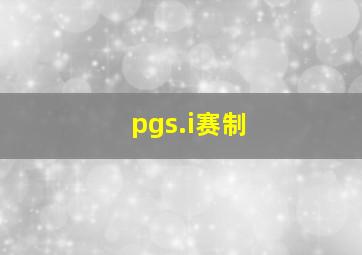 pgs.i赛制