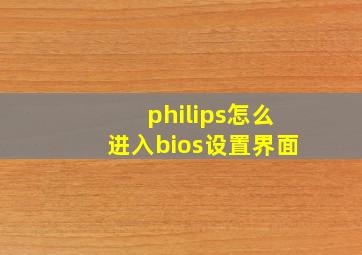 philips怎么进入bios设置界面