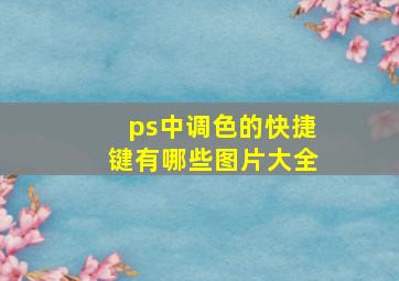 ps中调色的快捷键有哪些图片大全