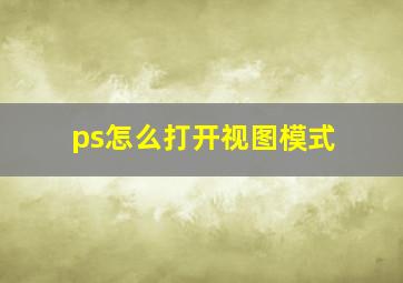 ps怎么打开视图模式