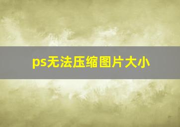 ps无法压缩图片大小