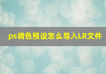 ps调色预设怎么导入LR文件