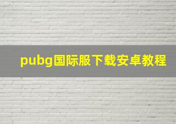 pubg国际服下载安卓教程