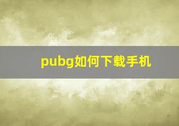 pubg如何下载手机