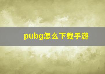 pubg怎么下载手游