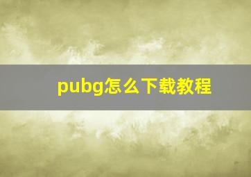 pubg怎么下载教程