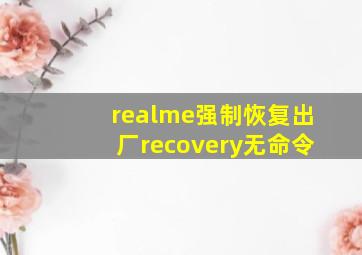 realme强制恢复出厂recovery无命令