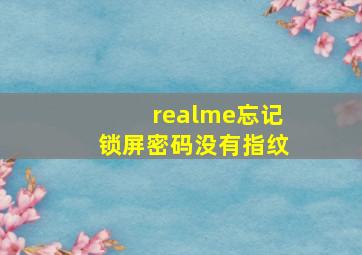 realme忘记锁屏密码没有指纹