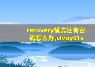 recovery模式还有密码怎么办,vivoy51s