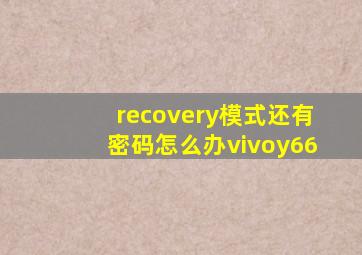 recovery模式还有密码怎么办vivoy66