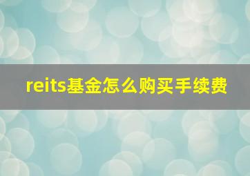 reits基金怎么购买手续费