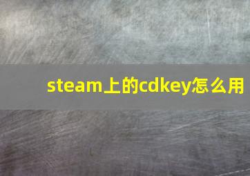 steam上的cdkey怎么用