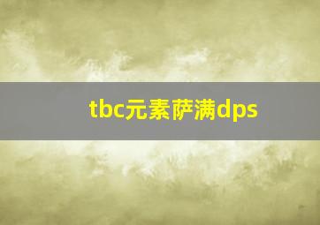 tbc元素萨满dps