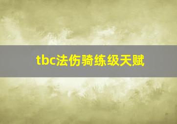 tbc法伤骑练级天赋