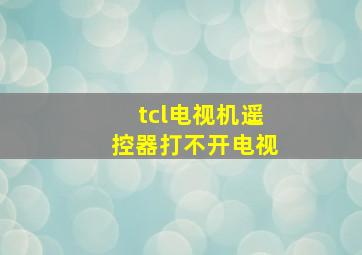 tcl电视机遥控器打不开电视